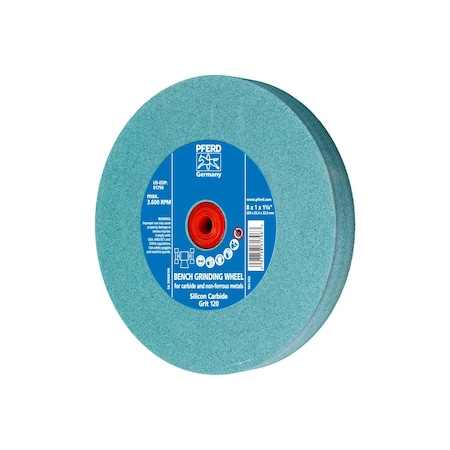 Pferd 8" x 1" Vitrified Bench Wheel - 1-1/4" A.H., Silicon Carbide, 120 Grit 61796